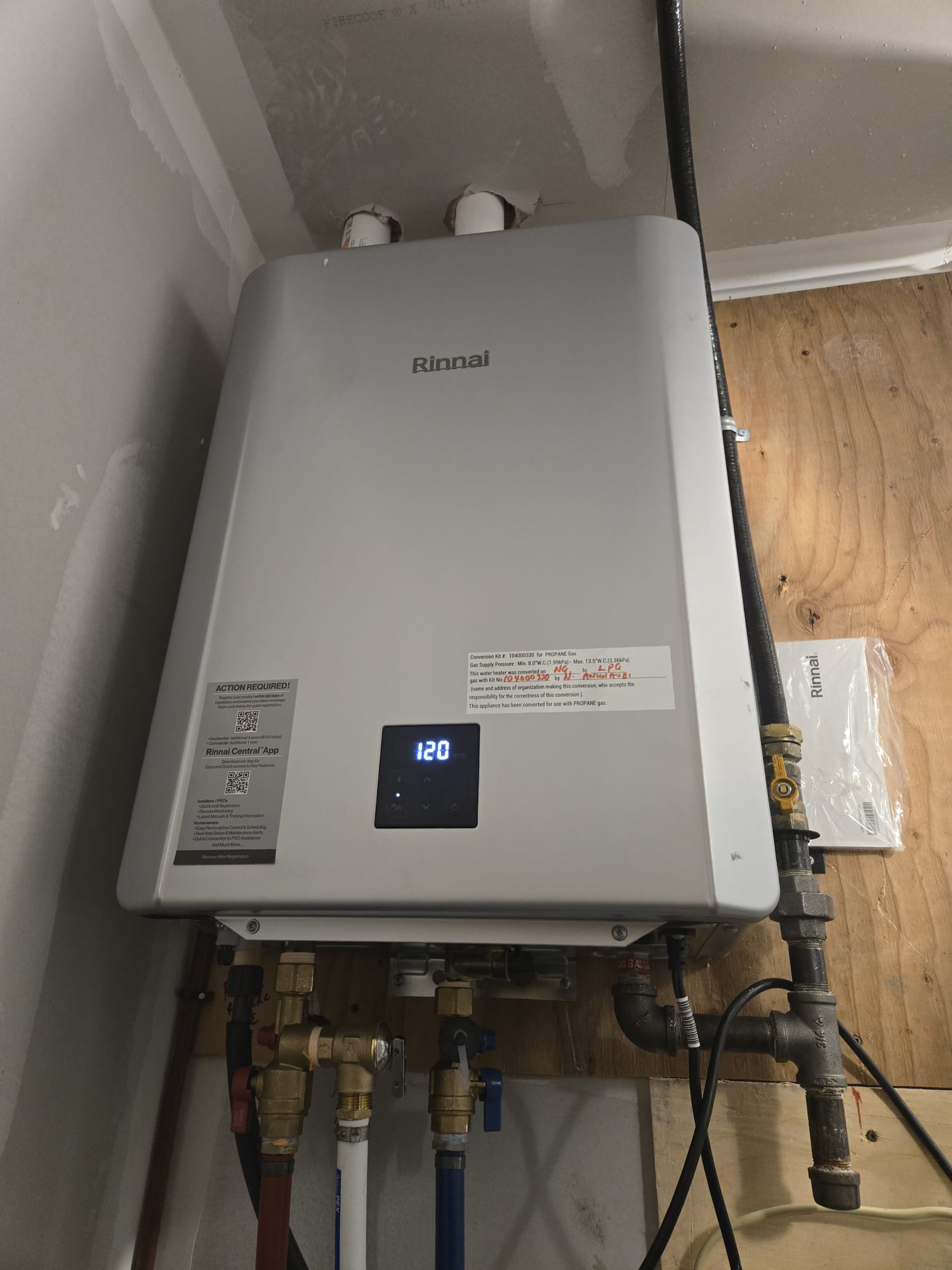 Rinnai tankless water heater installation